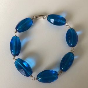 Blue Glass Beads Bracelet NWOT